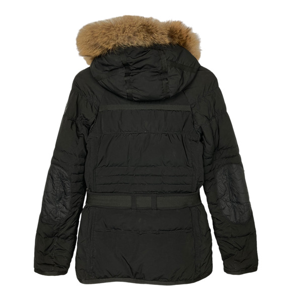 Napapijri Duck Down Puffer Coat Jacket Racoon Fur Collar Black Womens Medium - Picture 2 of 12